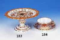 Tasse mit Untertasse, Sevres, Chateu F. Bleau , 1846, Porzellan, lithographiert und ausge-malt, H. 5 cm