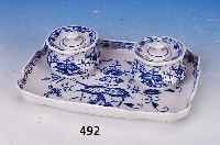 Tintenset, Meissen, 20. Jh., Porzellan, Unterglasurbemalung, 22 x 15 cm