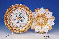Blattschale, Meissen, um 1840/50, Porzellan Goldstaffage berieben, D. 28 cm, min. an ei- nem Eck bestoáen
