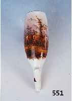 Porzellanpfeifenkopf, Meissen, um 1880/90, feine Bemalung Wild im Wald, mit Knauf- schwertern innen gemarkt, H. 12 cm