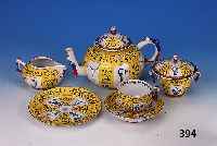 Teeservice, Herend/Ungarn, Form Mandarin, Dekor Siang jaune, Porzellan, handbemalt mitfigrlich ausgeformten Henkeln, bestehend aus:Teekanne, ...