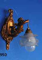 Wandengel, Frankreich um 1900, Metallguá bronzefarben sek. gefaát, Bltenschirm sp„ter,H. 20 cm, neu elektr.