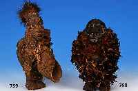 Ahnenfigur, West-Gabun, 20er/30er Jahre, Terrakotta, mit Muschel und Fellbesatz, Seile,patiniert, H. ca. 26 cm