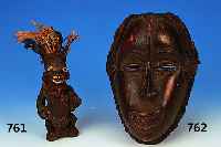 Maske, Gabun, 20er/30er Jahre, Holz geschnitzt mit Korbaufsatz und Bastum- wickelung, H. ca. 33 cm