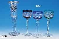 Kelchglas, Sachsen, um 1900-10, farbloses Glas mit eingestochenen Luftblasen im Stiel, bunte Wappenemailmalerei, Stiel und Boden geschliffen, ...