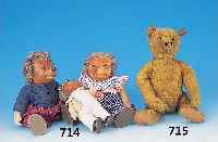 Teddy-Bär, Bing Nürnberg, 30er Jahre, blonder Plüsch, Scheibengelenke, braune Glas- augen, bespielt, Altersspuren, L. ca. 32 cm