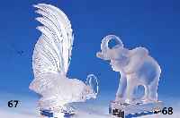 Glasskulptur, Lalique, farbloses teilmat- tiertes Glas, in Form eines Hahnen, unsigniertH. ca. 20 cm