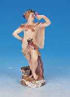Porzellanfigur, Meissen, um 1860-70, Bacchus, bunt bemalt, leicht best. (Ohr des Ziegenkopfes, Blattwerk), H. ca. 14,5 cm