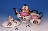 Kanne und Milchk„nnchen, deutsch, 2. H„lfte 19. Jh., Porzellan bemalt, H. 21.5 cm