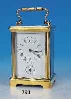 Reiseuhr mit Wecker, Frankreich, um 1900, Messinggehäuse,Emailzifferblatt mit Weckzeit- anzeige, Echappement mit Zyl.hemmung, Schlag/ Glocke, ...