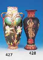 Vase, Österreich, um 1900, Majolika, relie- fierter floraler Dekor, H. 38,5 cm
