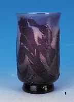 Bechervase, Frankreich, sign. Gall‚, um 1895- 1900, Schichtglas mit violettem šberfang, geschnitten, geschliffen, ge„tzt und poliert, ...