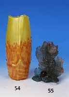 Vase, ™sterreich, L”tz, um 1902-06, Schichtglas mit gelben und fleckigen orange- farbenen Einschmelzungen, in die Form ge- blasen, ...