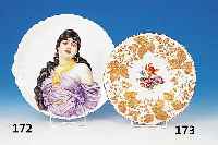 Zierteller, Limoges, H & C, um 1910, Porzel-lan, bunte Bemalung, dunkelhaarige Frau in antikem Gewand, l. ber., Rand partiell floral ...