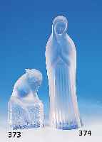 Skulptur, Lalique, Frankr., 2. H. 20. Jh., Preßglas, z.T. mattiert, Madonnendarstellung, H. ca. 24,5 cm, unsign.
