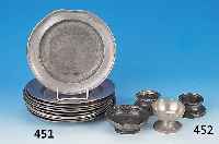 Konvolut 10 Teller, Zinn, um 180 - 1840, einige Teile leicht besch., umfassendes Lot, D. ca. 23 cm
