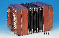 Bandoneon, wohl Alfred Arnold Carlsfeld, 50er Jahre, Nußbaumgehäuse, Bald in Ordnung, Silberappliken in Form von Harfen fehlen, ca. 25 x 28 x ...
