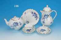 KAFFEESERVICE, HUTSCHENREUTHER, 60ER JAHRE, CHATEAU BLEAU, FORM DRESDEN, PORZELLAN, BLAUER BLUMENDEKOR, LITHOGR. MIT ...