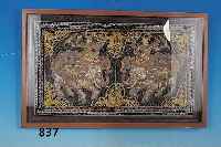 Wandbild, Indien, um 1900, reich mit Pailletten, Glasperlchen und Metall-fäden bestickt, Rahmen sek., min. Alters- schäden, ...