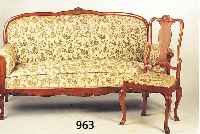 SOFA U. VIER STüHLE, DEUTSCH, UM 1910-20, STüHLE NUßBAUM, MIT KL. FLACHSCHNITZEREIEN, LEHNENSTREBEN INTARSIERT, GOBELINBEZUG, H. CA.107 CM, ...