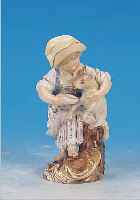 PORZELLANFIGUR, MEISSEN, UM 1880/90, MäDCHEN MIT BEIM FüTTERN EINES LäMMCHENS, BEMALT, AM HUT L. REST., H. 12 CM, SAMMELW.