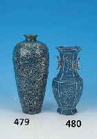 VASE, TAO-QUANG, 1821-50, PORZELLAN, BLAU, VOGEDEKOR MIT BLUMEN, H. 21 CM