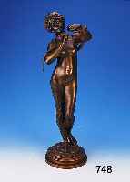 Groáe Bronzeskulptur, sign. Wind, um 1900, junge Orientalin mit Schlange, Arm und Bein bossiert, z.T. Reste alter Farbe (sollte abgenommen ...