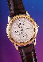 AUGUST REYMOND Herrenarmbanduhr, Regulateur, Ref.-Nr. 49101, Schweiz um 1998, Metall hartverg., beids. Mineralvergl., Lederband, Orig. Etui, ...