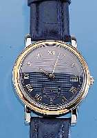 SCHWARZ-ETIENNE HERRENARMBANDUHR, GANGRE- SERVE, REF.-NR. 735403/058, SCHWEIZ UM 1997, EDELST. POL., BEIDS. SAPHIRVERGL., KRONE U. LüN. IN GG, ...