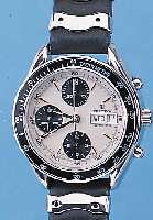 FESTINA HERRENARMBANDUHRCHRONOGRAPH, AUTOMA-TIK, SCHWEIZ UM 1998, EDELST. POL., BOD. U. KR. GESCHR., BEI FERIGST. WASSERD. CA. 50 M, LEDERBAND, ...
