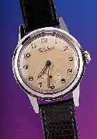 PAUL BUHRE Herrenarmbanduhr, Modell Waterproof, Edelst., Handaufzug, kl. Sek., Kal. 194, Schr.-Unr., Breg.-Spir., Incabl., Lederband, ...