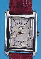 ORIS Herrenarmbanduhr Modell Automatik, Ref.-Nr. B7460, Schweiz um 1996, Edelst. poliert, Rectang.-Form, in sich gewölbt, Boden 4-fach verschr., ...