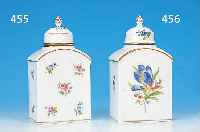 Teedose, Meissen, 20. Jh., Porzellan, Blume 2, Goldrand, H. 14 cm