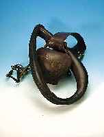 Kuhglocke, Schweiz um 1850, mit sog. Glockentreichel, Leder, z.T. besch., Glocke: 28 x 32 cm