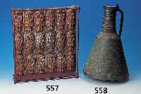 WASSERKANNE, ORIENT, WOHL ÄGYPTEN, UM 1830/60, KUPFER, REINE TREIBARBEIT, PATINIERT, H. CA. 49 CM, L. ALTERSSP.