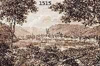 Konv. 5 Blatt Boppard/Rh., 1.) Kupferstich aus Maler. Ansichten d. Rheins, d. Mosel u. d.Haardt, J. Engelmann Heidelberg, ca. 1820, An-sicht v. ...