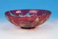SCHALE, GALLéE, UM 1895, FARBL. GLAS, OPT. GEBLASEN, RUBINROTER ÜBERFANG, GESCHNITTEN, GESCHLIFFEN U. GEäTZT, FEUERPOLIERT, STACHEL- ...