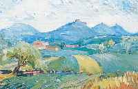 Oehl, W., Pfälzer Maler aus Wernersberg, Blick auf Trifels, Anebos und Münz, Öl/Lwd, re. u. sign., ca. 33 x 46 cm, R.