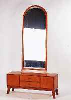 Standspiegel mit Konsole, deutsch, 30er Jahre, Kirschbaum massiv, deutsches Art-Deco, ca. 193 x 104 x 30 cm, altersbedingte Oberfl„chen-sch„den