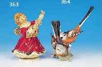 Porzellanfigur, Hutschenreuther, 60er J., Vogelpärchen auf Ast, H. ca. 18 cm, min. be- st.