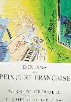 DUFY, RAOUL, FARBLITHOGRAPHIE, PLAKAT ZUR AUSST. DIX ANS DE PEINTURE FRANCAIS, GRENOBLE 1956, GEDRUCKT BEI MOURLOT, LEICHT GEBRäUNT, CA. 71 X 51 ...