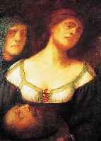 Würtenberger, Ernst, 1868 Steißlingen-1934 Karlsruhe, Judith mit dem Haupt des Holo- fernes, Öl/Lwd, li. u. sign. und dat. 1896, re. o. ...