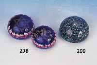 Paperweight, Murano, 20. Jh., farbloses Glas, mongorammiert ALT, D. 8.5 cm