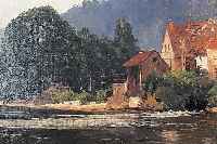 Hamacher, Willy, 1865 Breslau-1909 Bad Reinerz Das Murgtal im Schwarzwald, Öl/Malkarton, re. u. monogrammiert, verso betitelt und mit ...