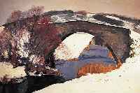 Jungheim, Julius, Düsseldorf 1878-1957, Verschneite Winterlandschaft mit Bogenbrücke, Öl/Lwd, re. u. sign., ca. 85 x 100 cm, R.