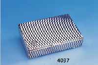 Zigarettendose, Kopenhagen 1952, 830er Silber, Holzkorpus, Rillendekor, min. verbeult, aufgelegtes Monogr., ca. 3 x 13.5 x 9.5 cm