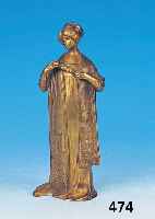 Bronzeskulptur, signiert Aloys, um 1900, Dame mit Schal und Fächer, H. 22 cm