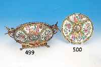VIER TELLER, CHINA, UM 1890-1920, SOG. KANTONMALEREI, PORZELLAN, BEMALT, D. 20 CM, GOLDSTAFFAGE