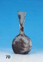 VASE, GALLé, UM 1910, FARBLOSES GLAS, PARTIELL BLAUER INNENüBERFANG,LILAFARBEN üBERFANGEN, GESCHNITTEN UND GE- ...