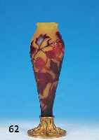 BLUMENVASE, GALLé, UM 1900, ROT üBERFANGEN, GELBES ZWISCHENGLAS, H. 22.5 CM, GEäTZT, GE- SCHNITTEN UND GESCHLIFFEN